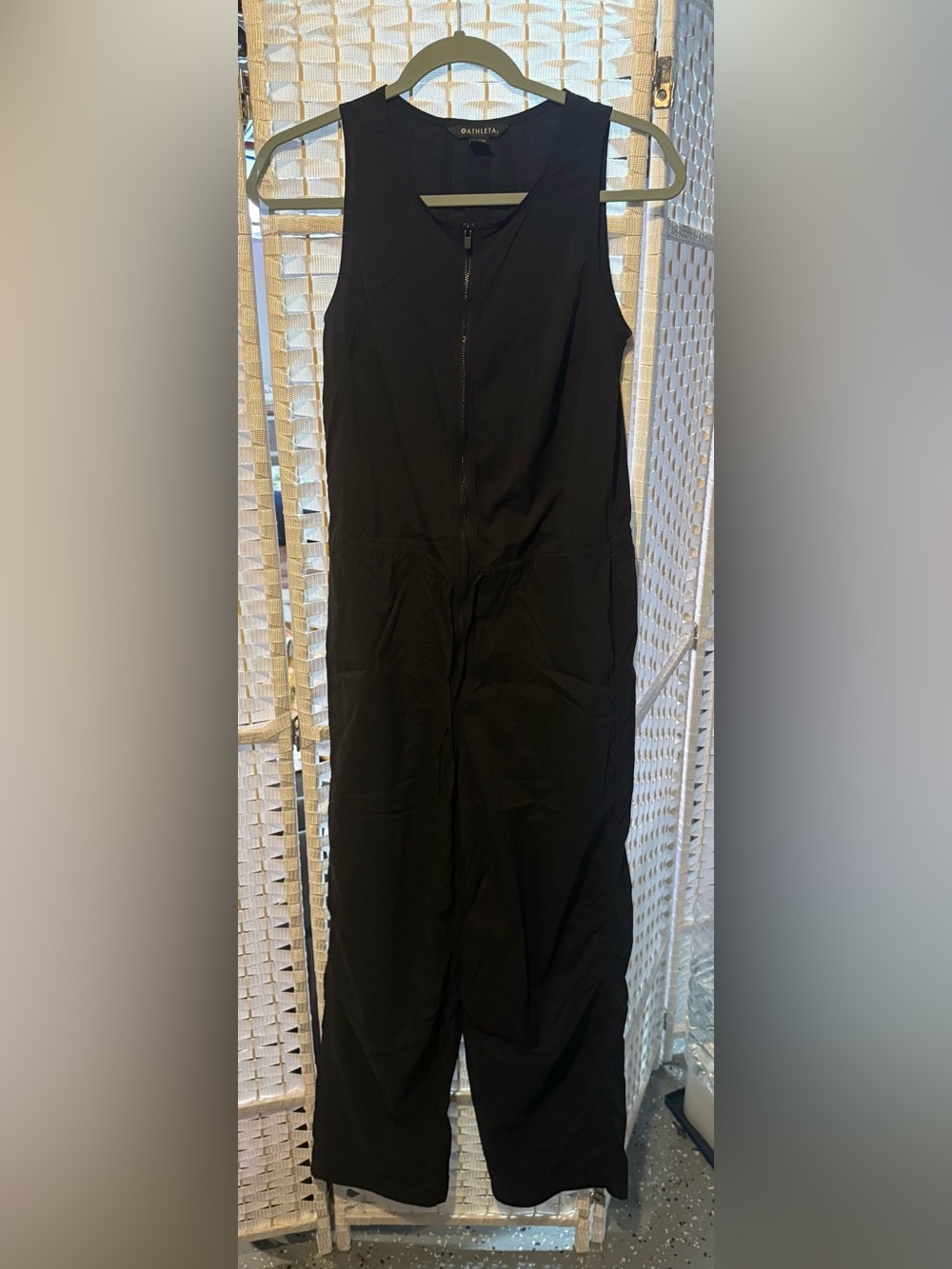 Athleta Black Sleeveless Zip-Front Jumpsuit